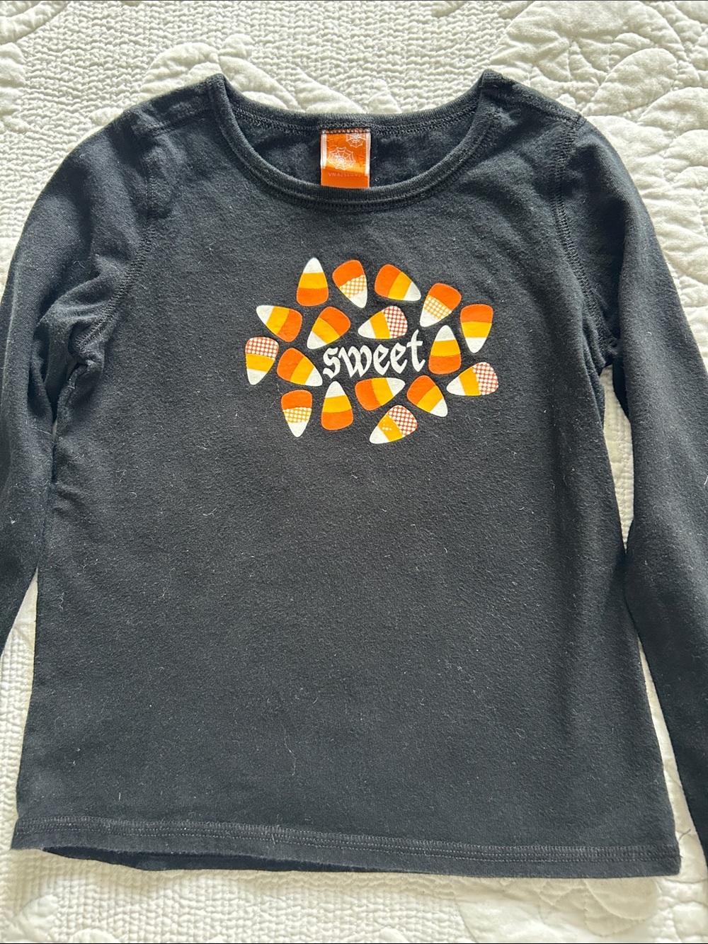 Kids Long-Sleeve Black 'Sweet' Candy Corn Graphic Tee • 5T - Picture 2 of 4